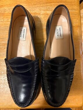 Marie Marot for J. Crew navy/ black Leather Penny Loafers